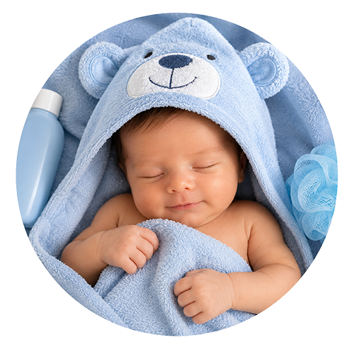 Bath Time Ritual — baby boy gift direction, illustrative; contents vary