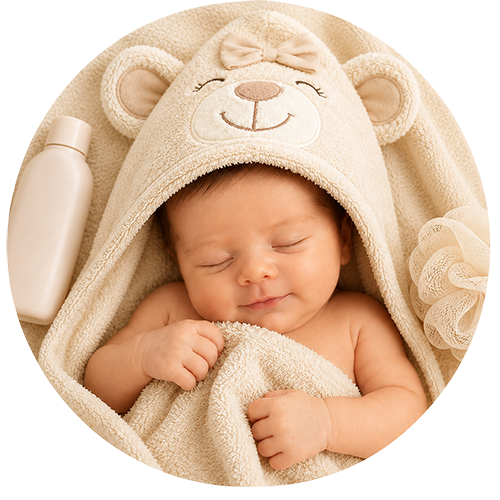 Bath Time Ritual — baby gift direction, illustrative; contents vary