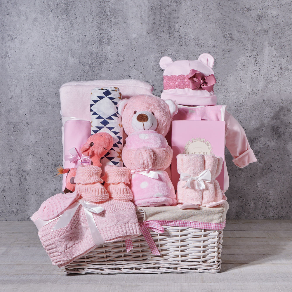 Lush & Cozy Baby Girl Gift Basket - Gift Baskets Delivery