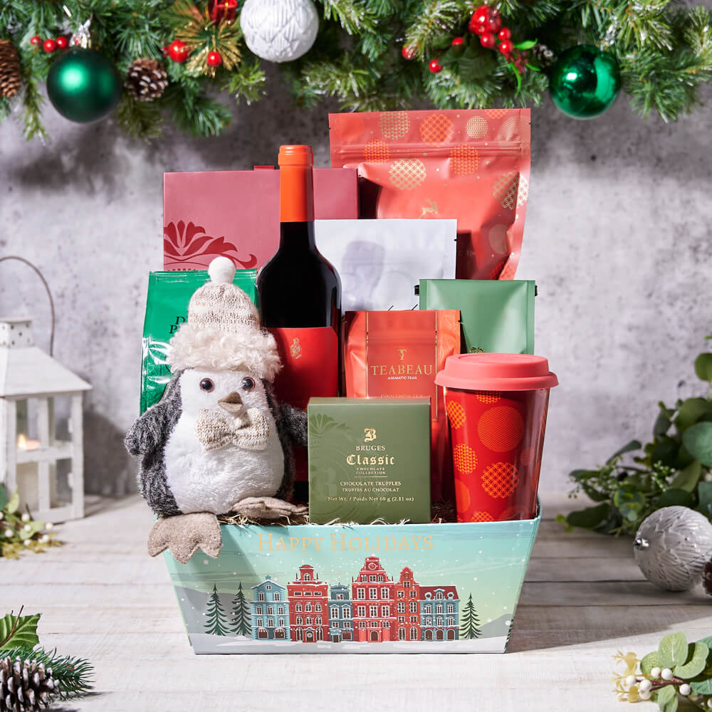 The Christmas Morning Gift Basket with Wine - Gift Baskets Delivery