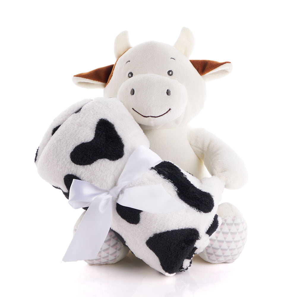 Cuddles The Cow & Blanket - Gift Baskets Delivery