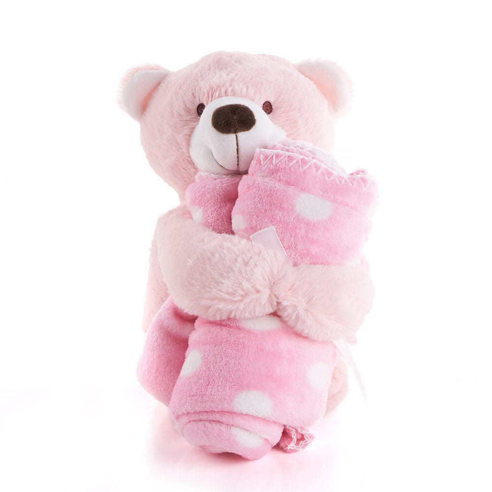 Paris Pink Teddy & Blanket - Gift Baskets Delivery