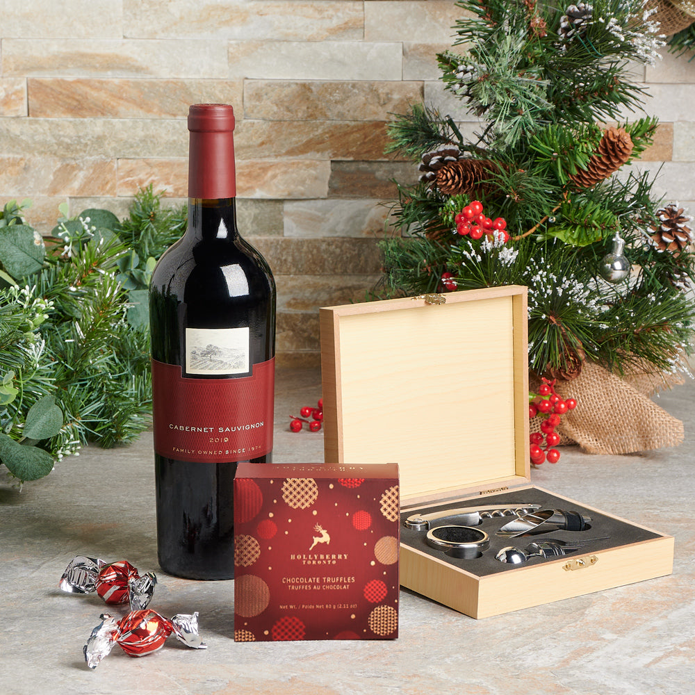The Christmas Chocolate & Wine Gift - Gift Baskets Delivery