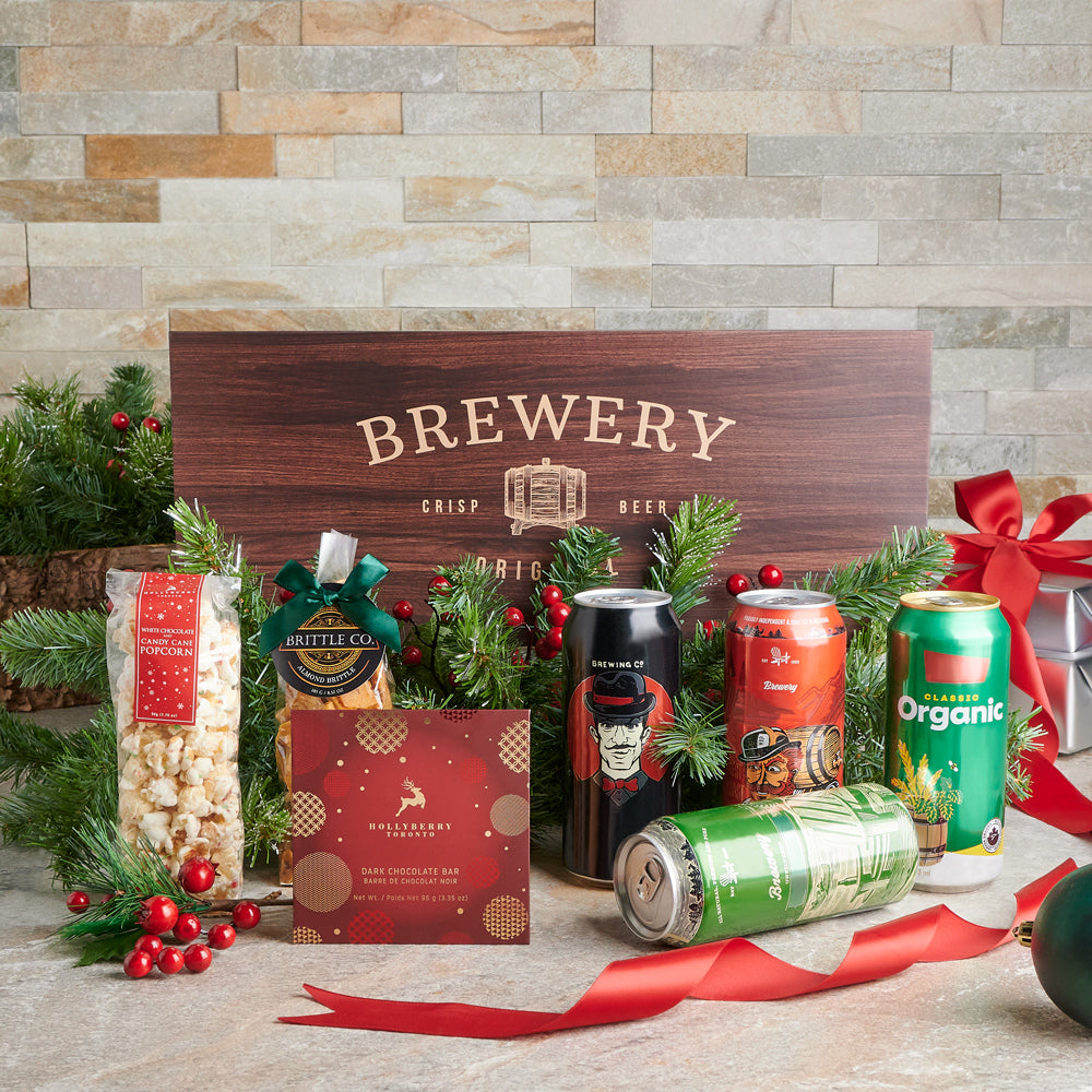 Festive Christmas Beer & Treats Box - Gift Baskets Delivery