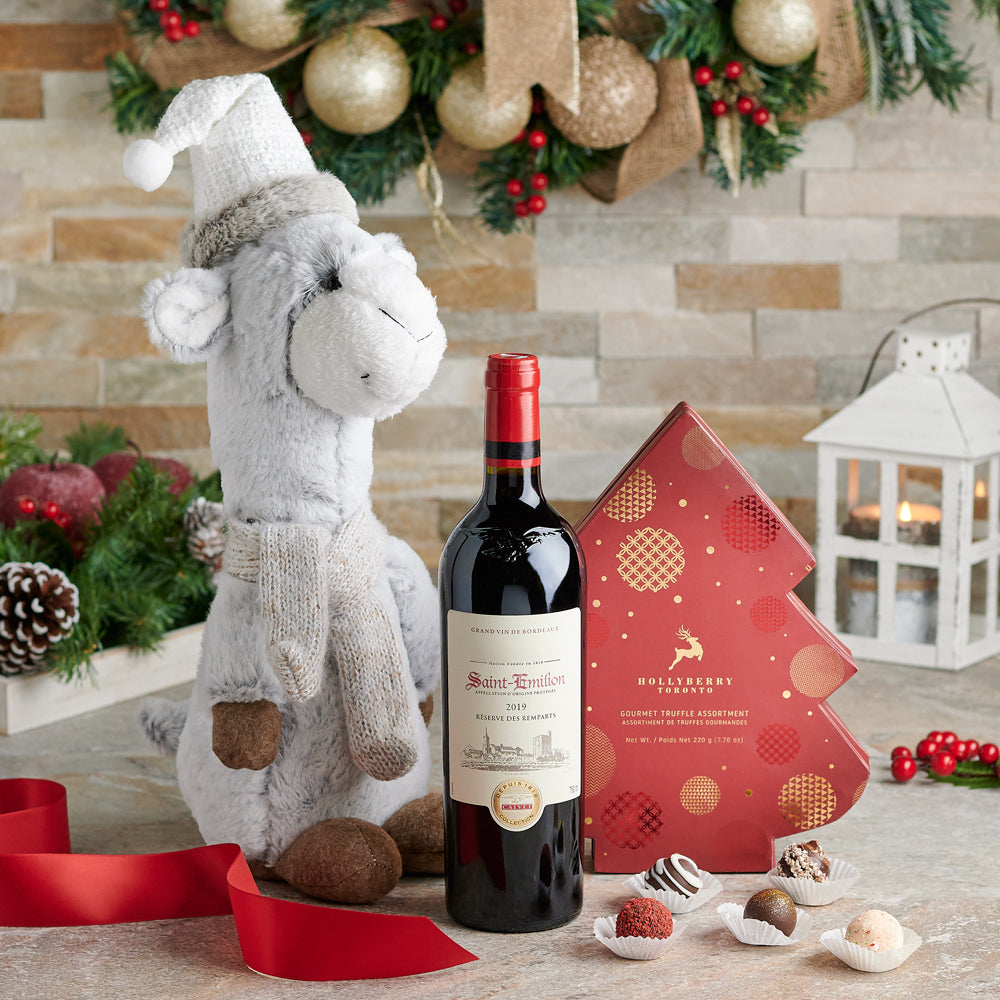 Christmas Llama & Wine Gift - Gift Baskets Delivery