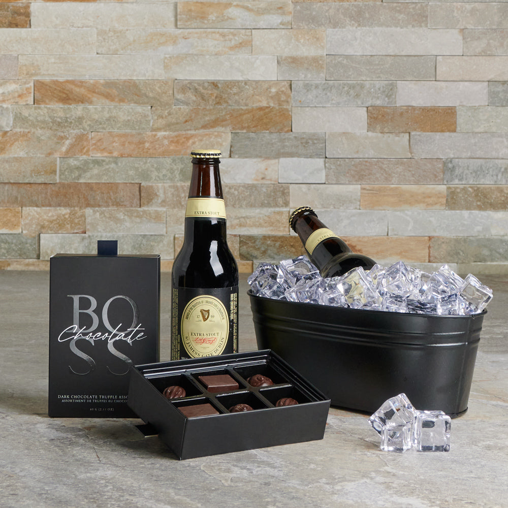 The Beer and Gourmet Chocolate Gift Set - Gift Baskets Delivery