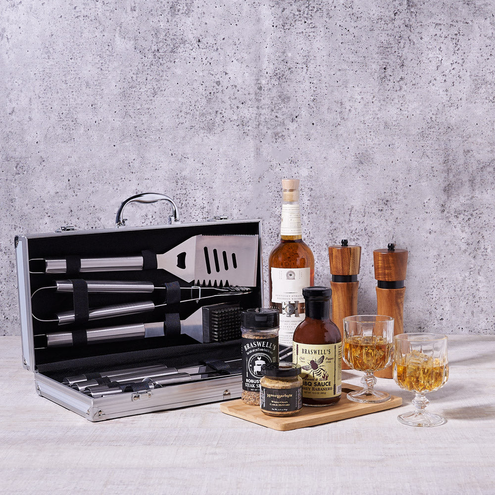 "It's Time for a Barbeque" Gift Basket with Liquor - Gift Baskets Delivery