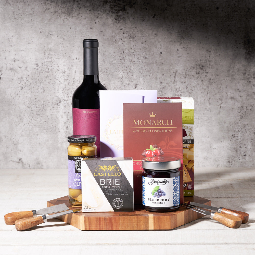 The Daventry Cheese & Wine Gift Basket - Gift Baskets Delivery