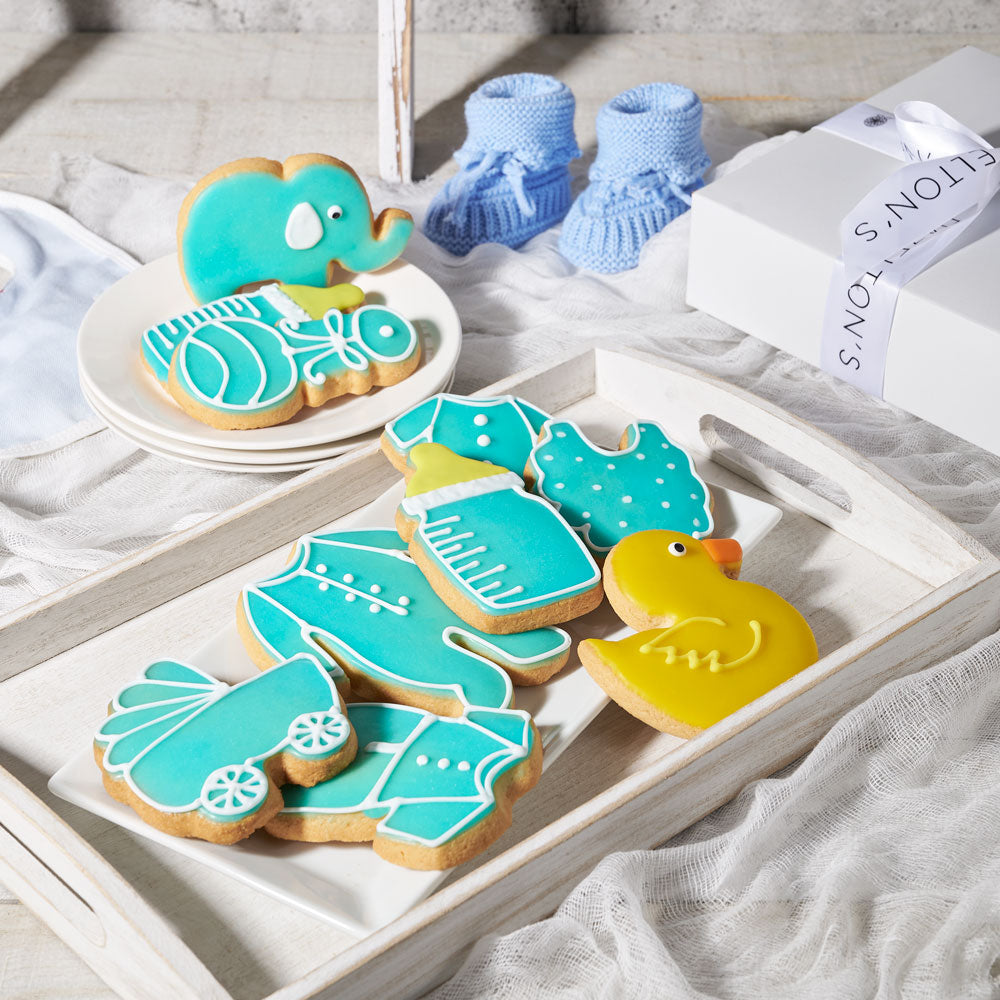 Blue Welcome Baby Cookie Gift Box - Gift Baskets Delivery