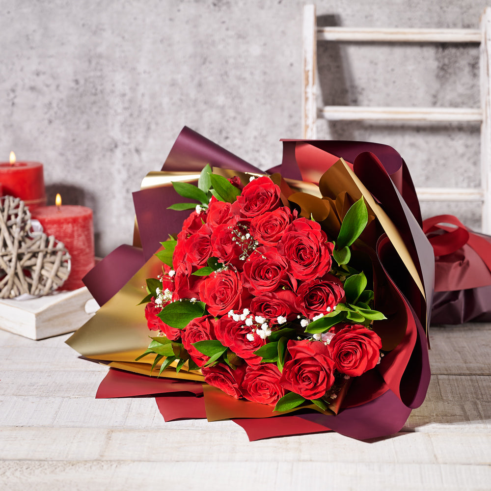 Traditional Red Rose Bouquet - Gift Baskets Delivery