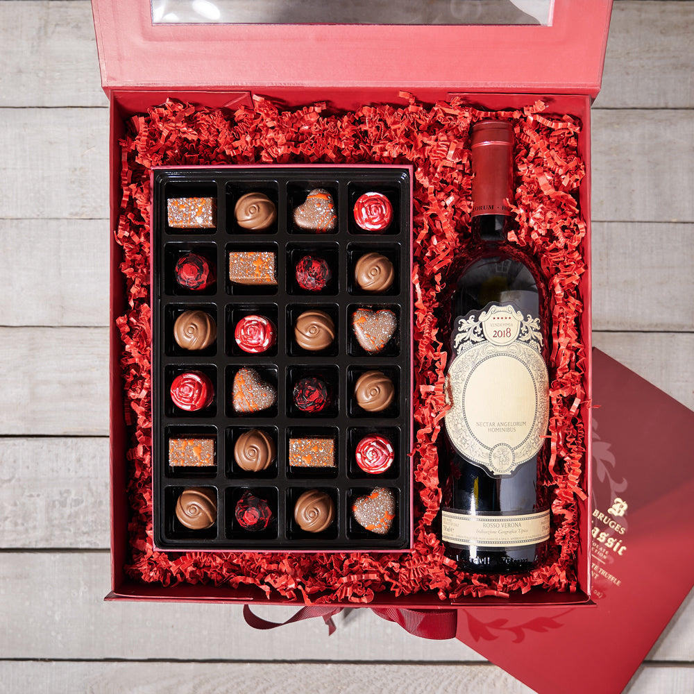 “L is for Love” Wine & Chocolate Gift Set - Gift Baskets Delivery