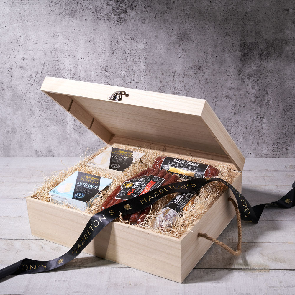 The Rustic Meat and Cheese Gift Crate - Gift Baskets Delivery