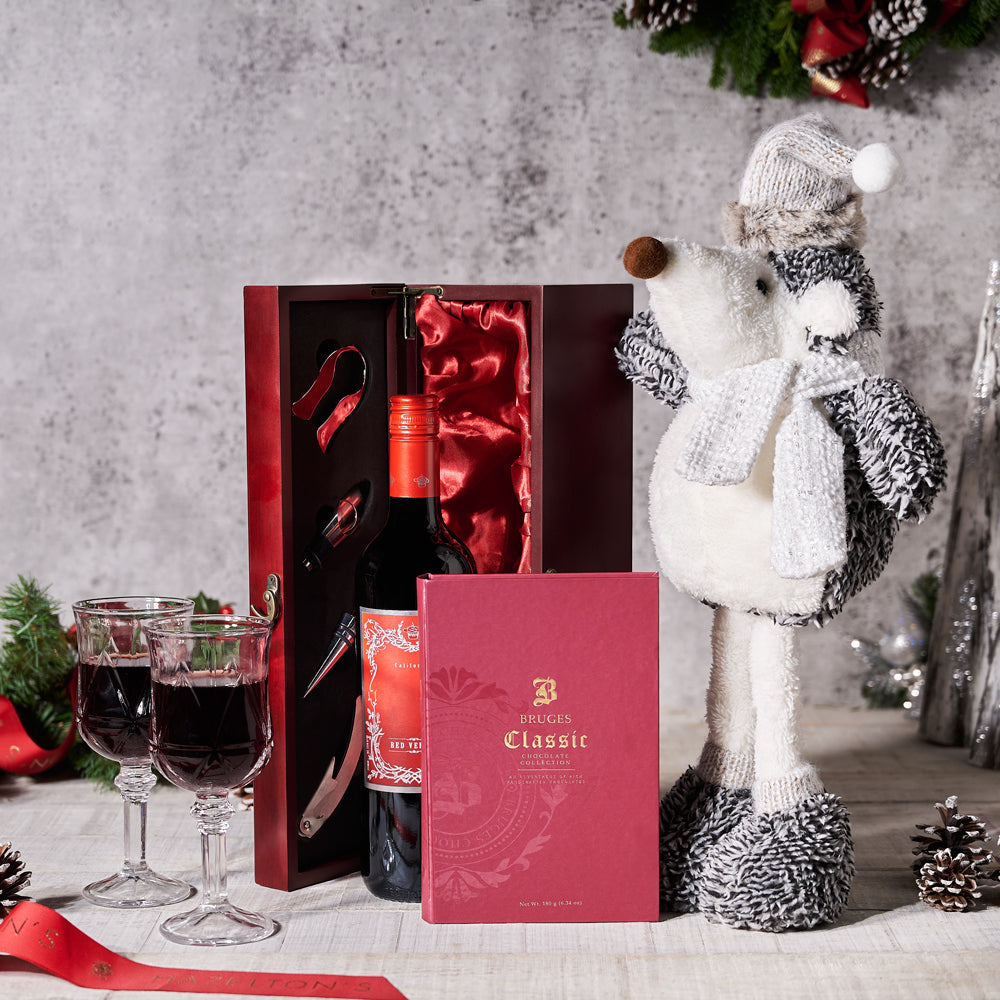 Winter Wine & Chocolate Holiday Gift Set - Gift Baskets Delivery