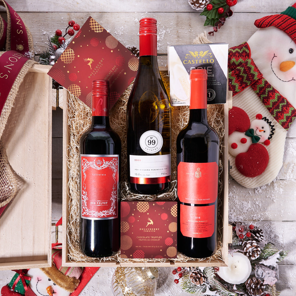 Christmas Wine Trio - Gift Baskets Delivery