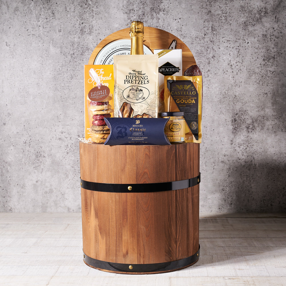 Gourmet Gift Barrel with Champagne - Gift Baskets Delivery