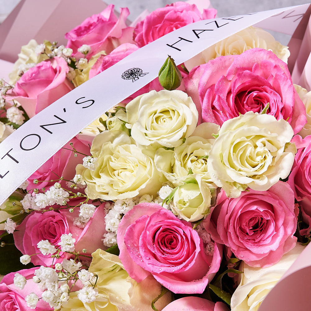 Bouquet of Pink & White Roses - Gift Baskets Delivery