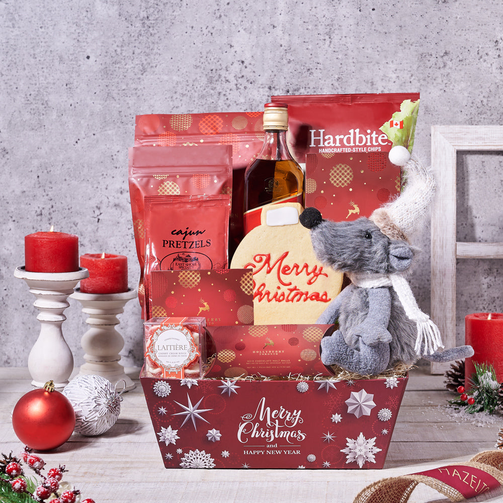 A Traditional Christmas Gift Basket, with Spirits - Gift Baskets Delivery