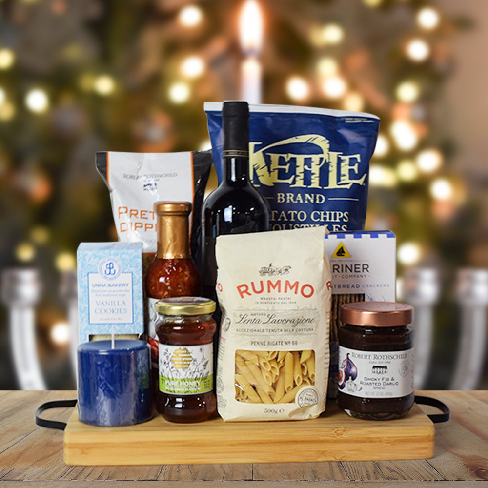 Hanukkah Kosher Wine & Pasta Basket - Gift Baskets Delivery