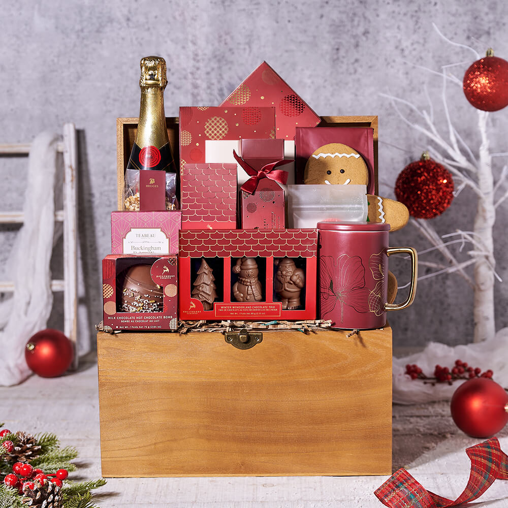 Royal Bubbly Holiday Gift Chest - Gift Baskets Delivery