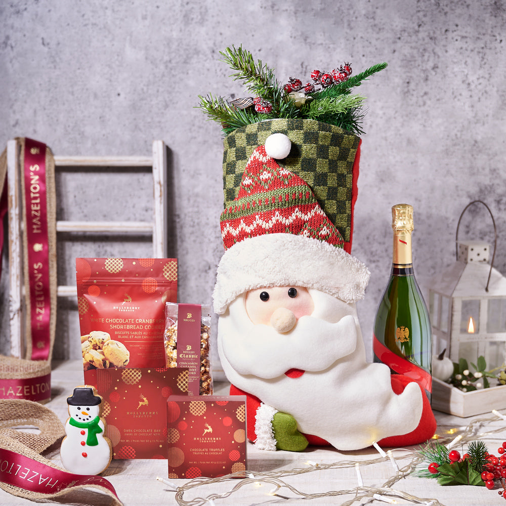 Santa’s Stocking Gift Set With Champagne - Gift Baskets Delivery