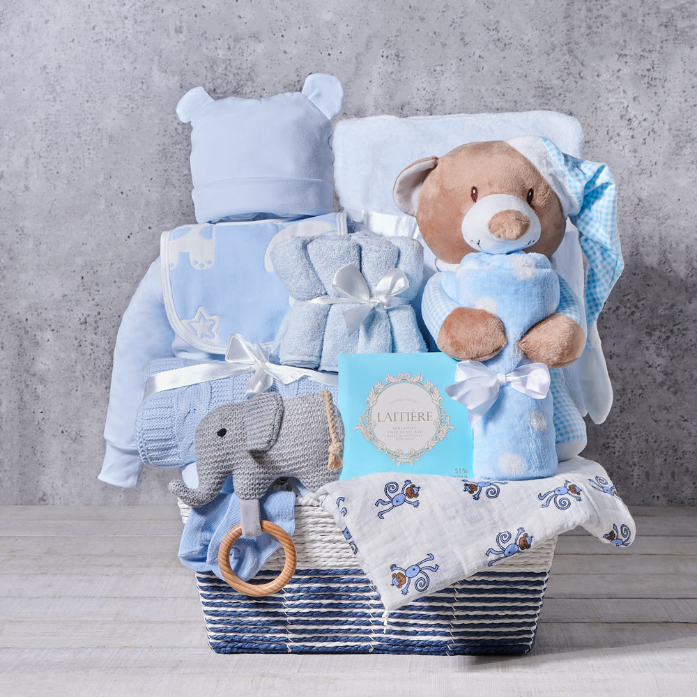 Soft & Snuggly Baby Boy Gift Basket - Gift Baskets Delivery