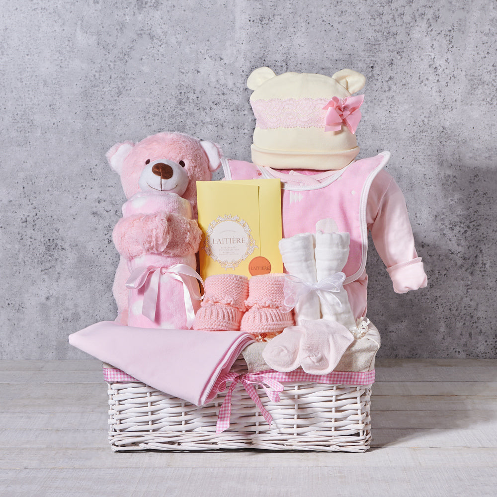 Pink & Perfect Baby Gift Basket - Gift Baskets Delivery