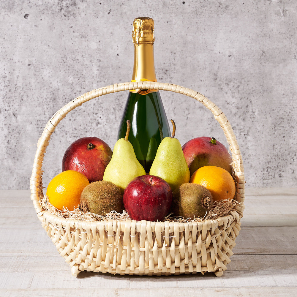 Champagne with Fresh Produce Market Basket - Gift Baskets Delivery