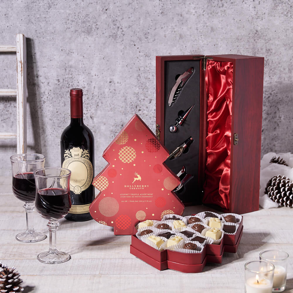 Merry & Bright Wine Lover Gift Set - Gift Baskets Delivery