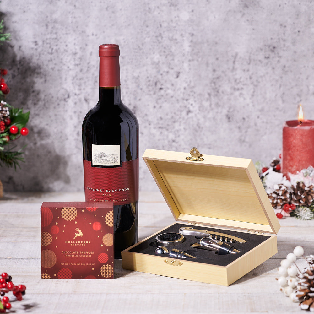 Holiday Wine Tools & Truffles Gift Set - Gift Baskets Delivery