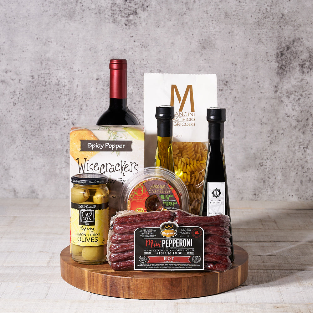 Hot Pepper, Pasta & Wine Gift Set - Gift Baskets Delivery