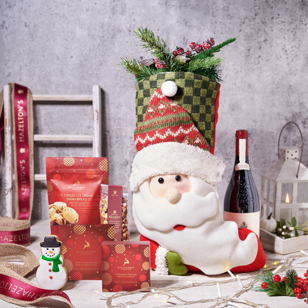 Santa’s Stocking Gift Set With Wine - Gift Baskets Delivery