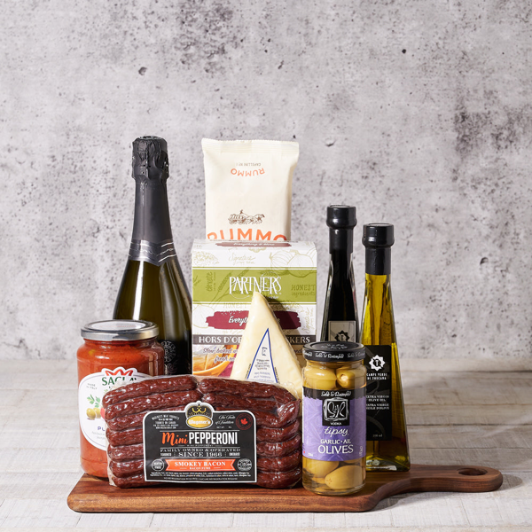 Savory Italian Feast with Champagne - Gift Baskets Delivery