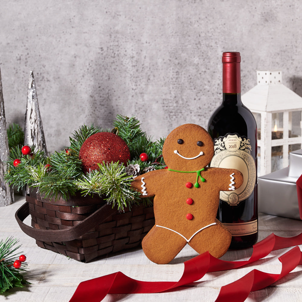 Christmas Wine & Gingerbread Set - Gift Baskets Delivery