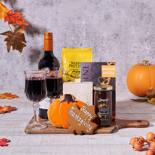 Thanksgiving Wine Tray Gift Set - Gift Baskets Delivery