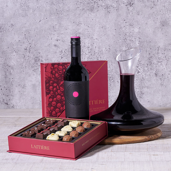 Chocolate & Decanter Wine Gift - Gift Baskets Delivery