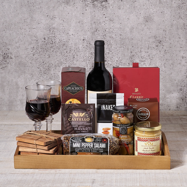 Wine & Snack Tray For 2 - Gift Baskets Delivery