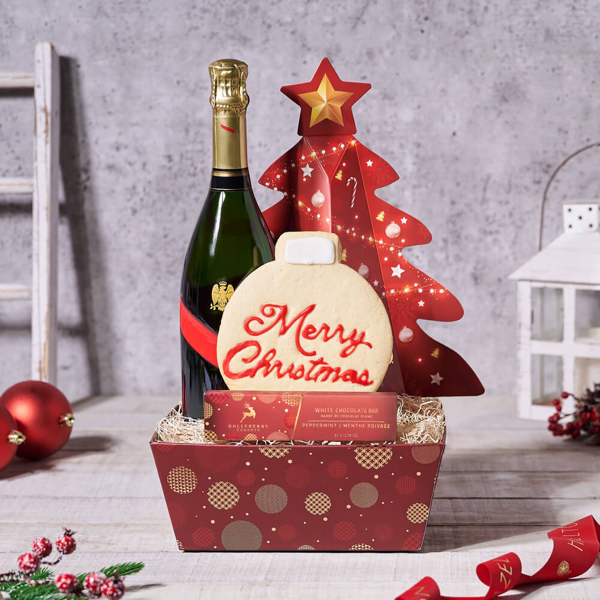 Christmas Champagne & Chocolate Gift Basket - Gift Baskets Delivery