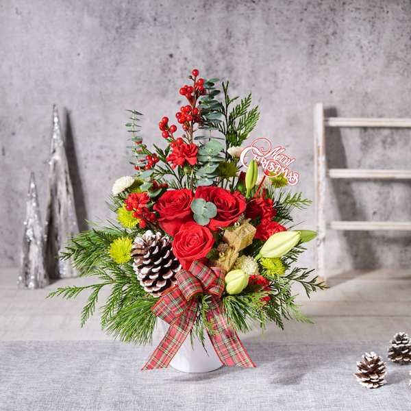 Merry Christmas Flower Arrangement - Gift Baskets Delivery