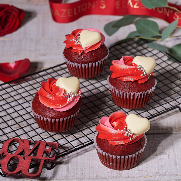 Red Velvet Heart Cupcakes - Gift Baskets Delivery