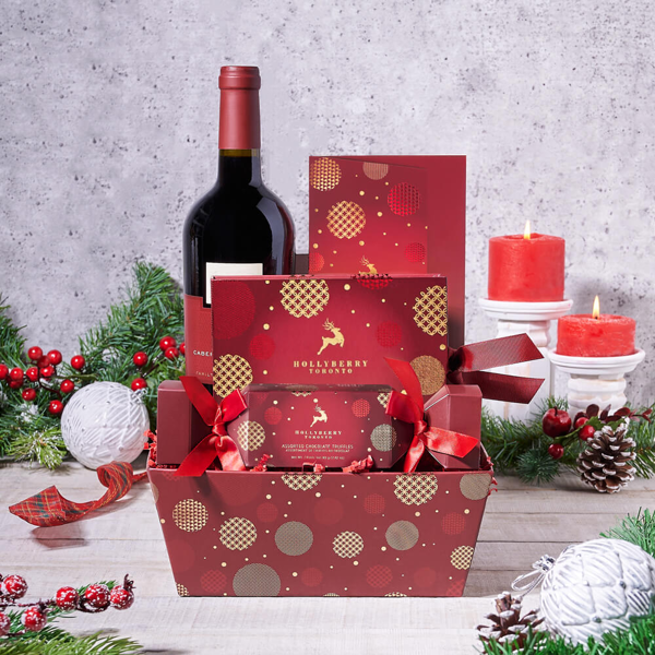 Royal Red Festive Wine Gift Set - Gift Baskets Delivery