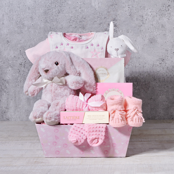 The Pink Bunny Baby Girl Gift Basket - Gift Baskets Delivery