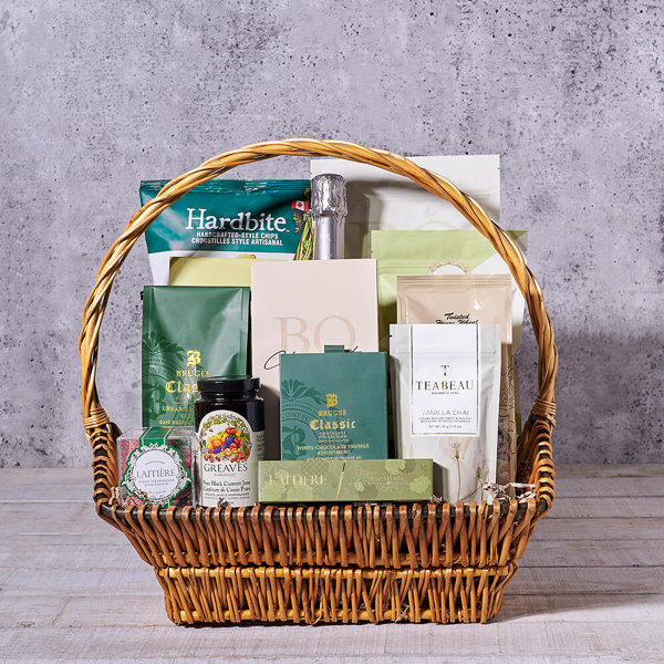 Rustic Sparkling Wine & Snack Basket - Gift Baskets Delivery