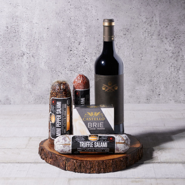 Simple Charcuterie with Wine Gift Set - Gift Baskets Delivery