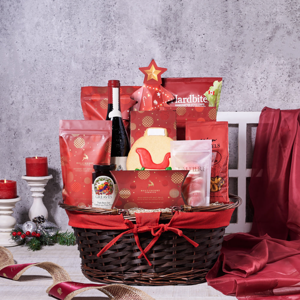 Under The Christmas Tree Wine Gift Basket - Gift Baskets Delivery