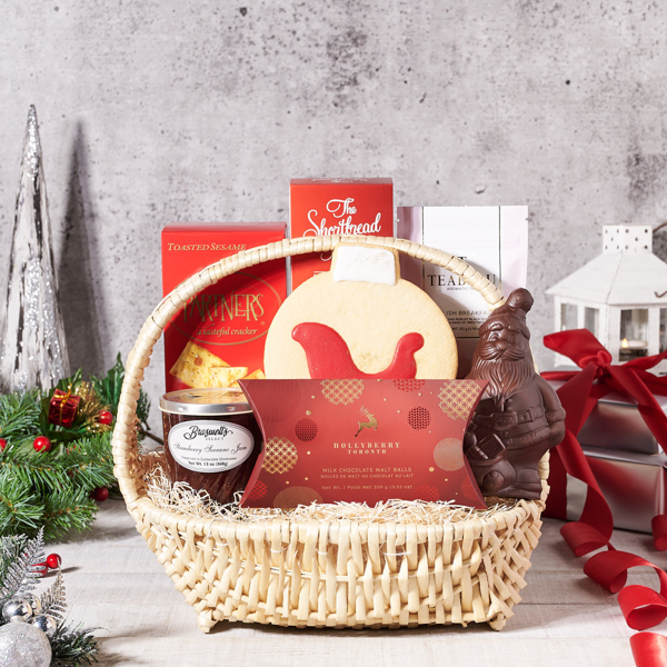 Christmas Tea & Snack Gift Basket - Gift Baskets Delivery