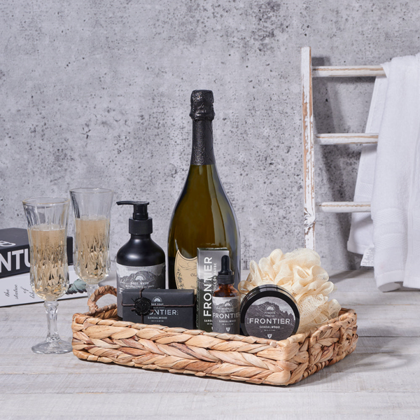 Men’s Spa Gift Tray & Champagne - Gift Baskets Delivery