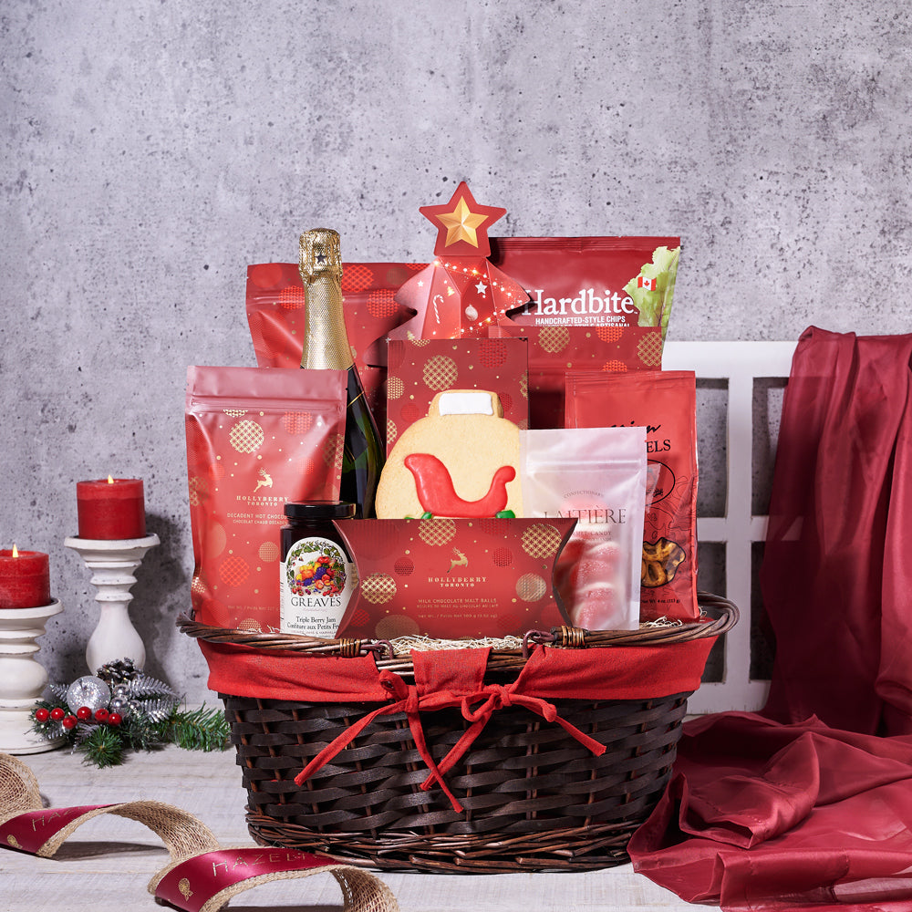 Under The Christmas Tree Champagne Gift Basket - Gift Baskets Delivery