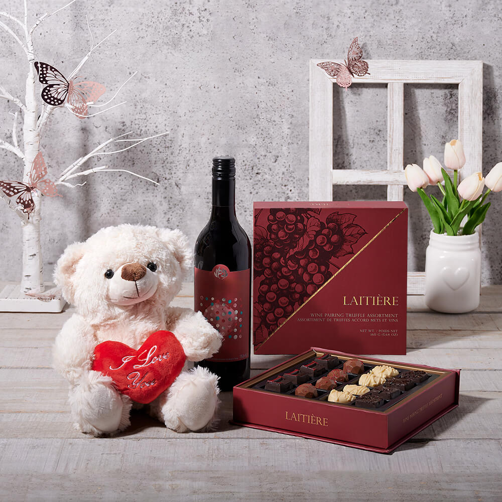 Mother’s Day Loving Wine & Bear Gift - Gift Baskets Delivery