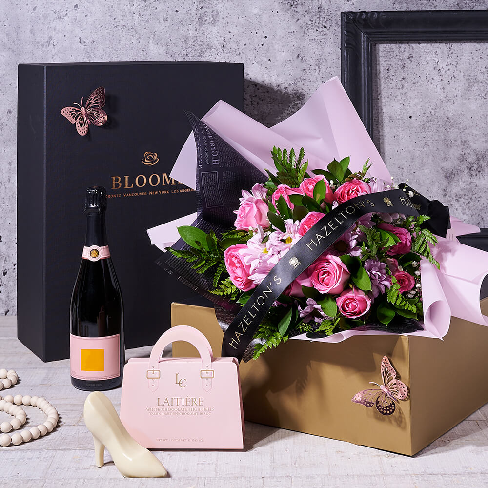 Champagne Decadence Bouquet Gift Set - Gift Baskets Delivery