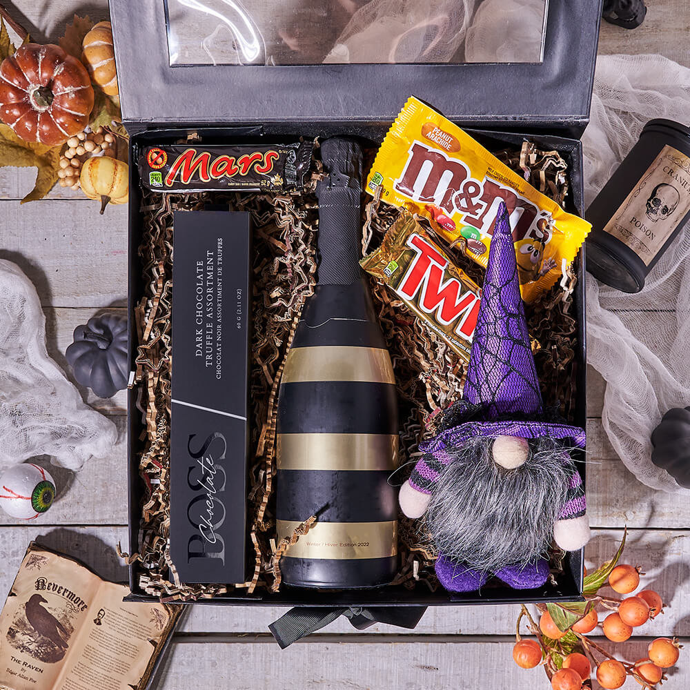 Halloween Candy & Bubbly Gift Box - Gift Baskets Delivery